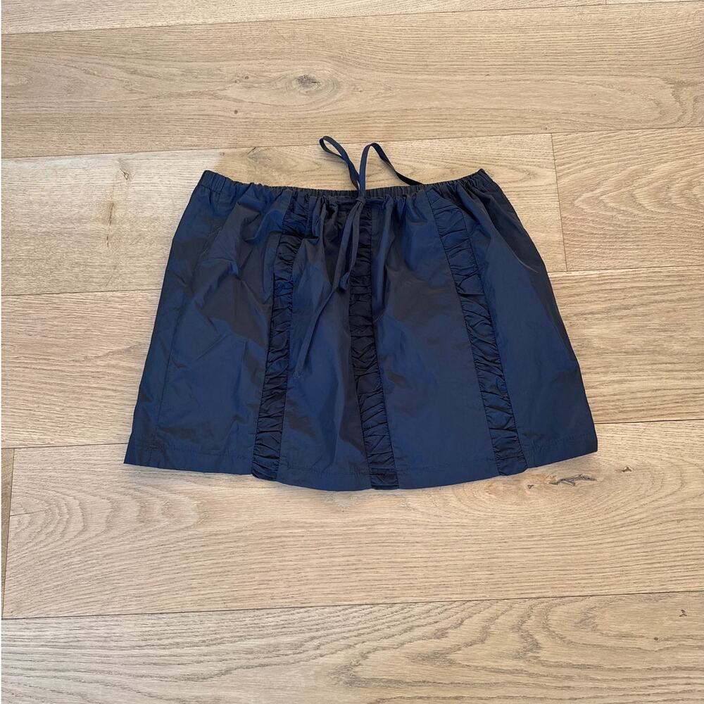 White Fox Mini Skirt Ruche Detail Tie Waist Size M Gray